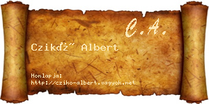 Czikó Albert névjegykártya